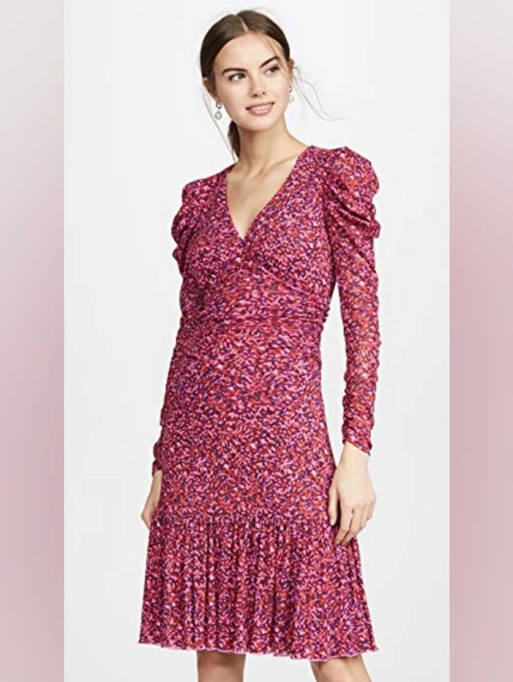 Diane von Furstenberg Alyssa Mesh Midi Dress Scribble Garden Acai Size XL